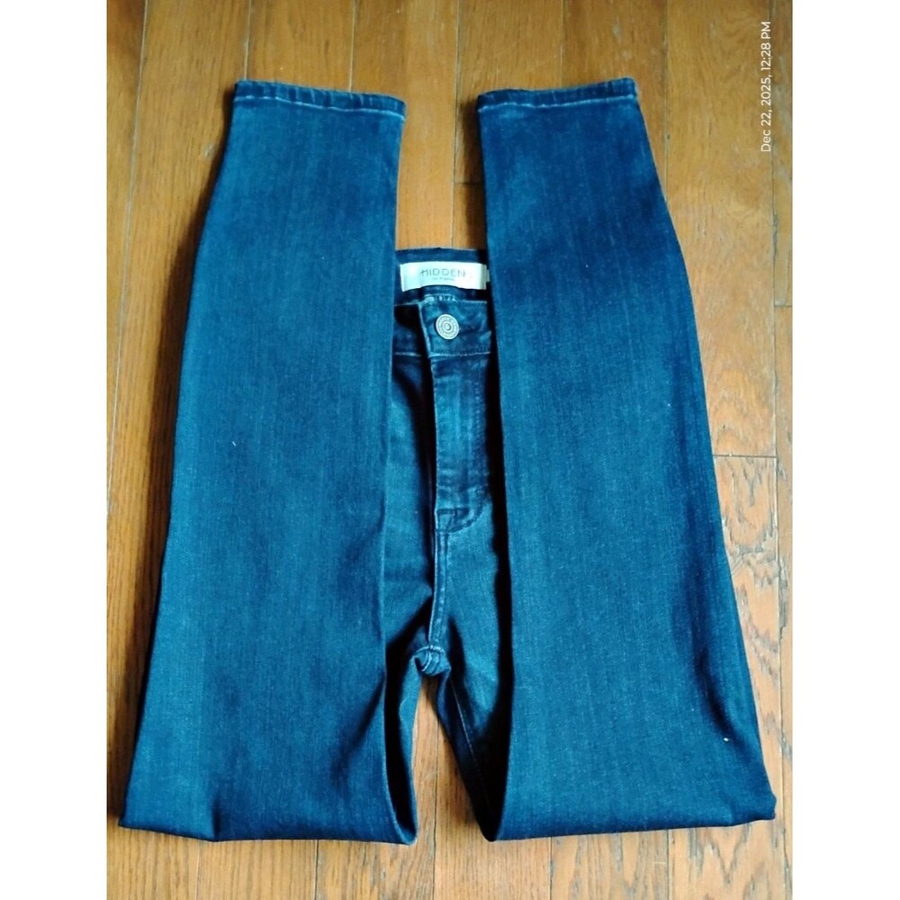 Hidden Dark Wash Raw Hem Stretch Skinny Jeans Amelia Sz 26
